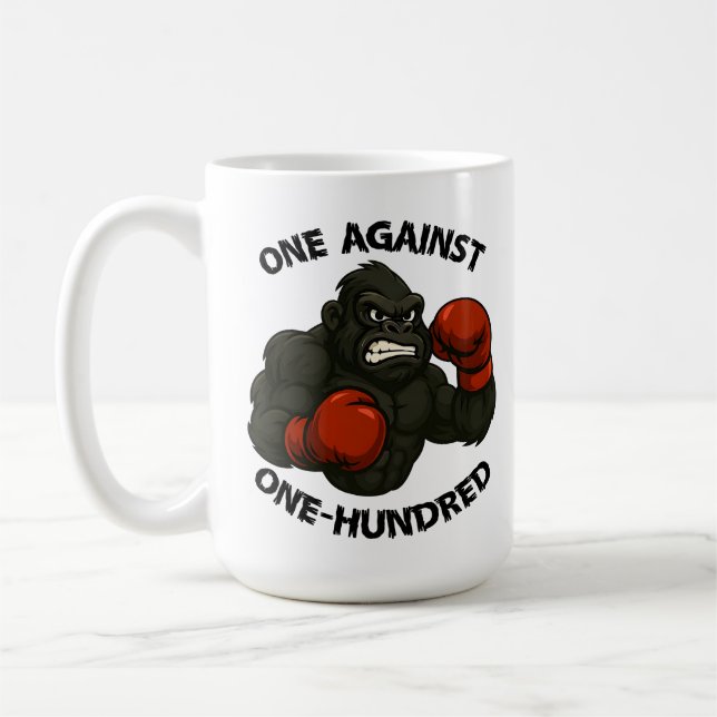 One Against One Hundred – Gorilla Boxing Workout Kaffemugg (Vänster)