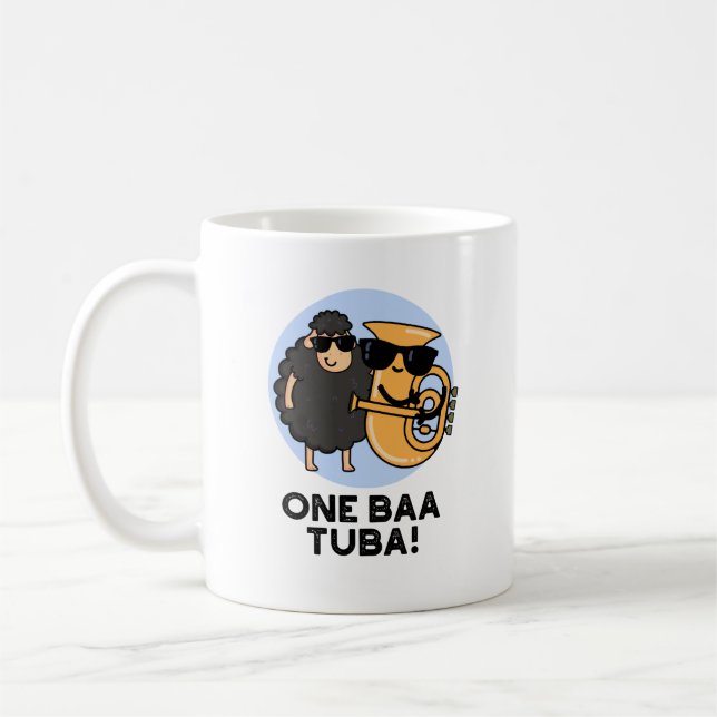 One Baa Tuba Funny Music Sheep Pun Kaffemugg (Vänster)