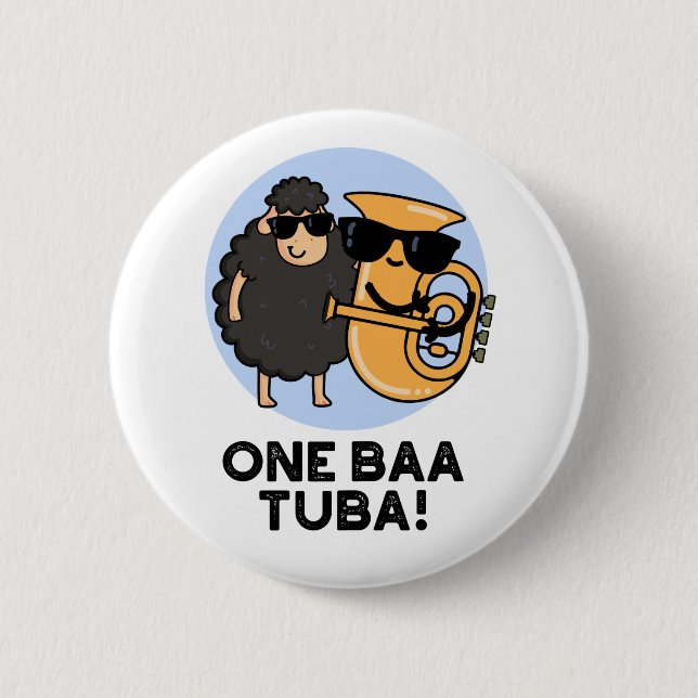 One Baa Tuba Funny Music Sheep Pun Knapp (Framsida)