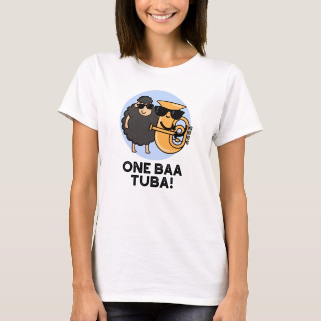 One Baa Tuba Funny Music Sheep Pun T Shirt (Framsida)