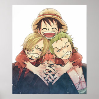 One Biet Luffy Zoro och Sanji Poster