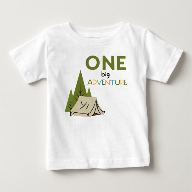 ONE big Adventure first birthday baby shirt T Shirt (Framsida)