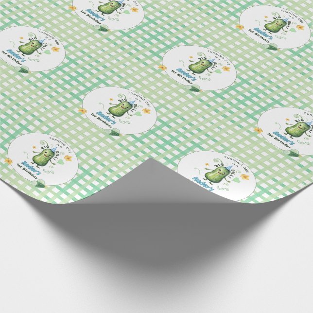 One Big Dill Pickle First Birthday Blue Presentpapper (Hörn)