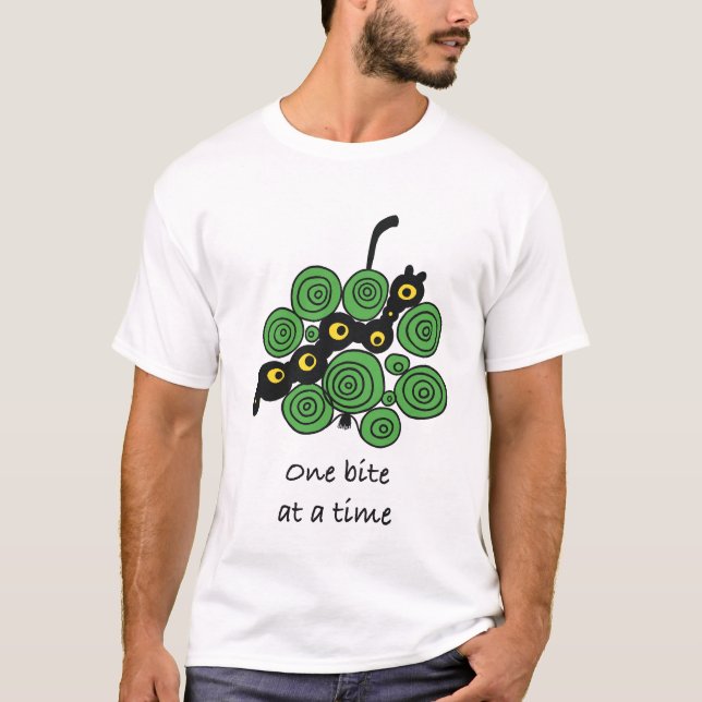 One Bite at a Time Worm T-Shirt (Framsida)