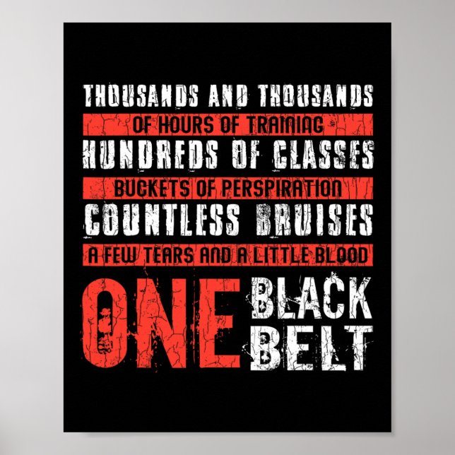 One Black Bälte Funny Martial Arts Karate Taekwond Poster (Framsidan)