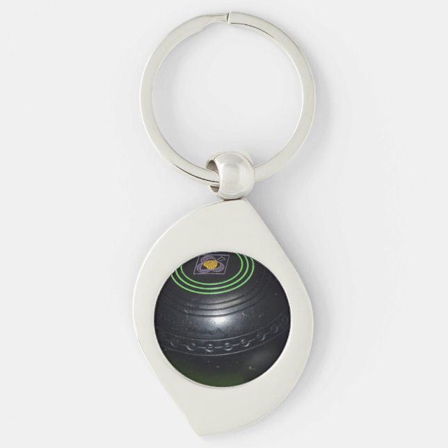 One Black Gräsmatta Bowl Swirl Silverfärgad Nyckelring (Framsidan)