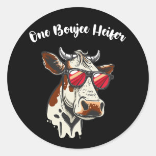 One Boujee Heifer Funny Cow Vintage Retro Runt Klistermärke