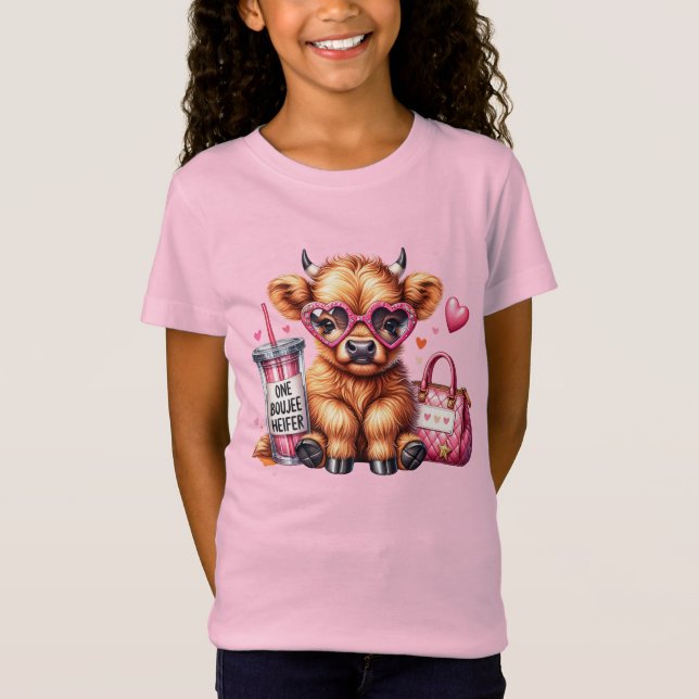 One Boujee Heifer Highland Cow T Shirt (Framsida)