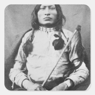 One Bull Warrior, 1882 (b/w bild) Fyrkantigt Klistermärke