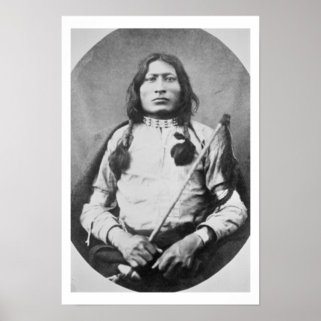 One Bull Warrior, 1882 (b/w bild) Poster (Framsidan)