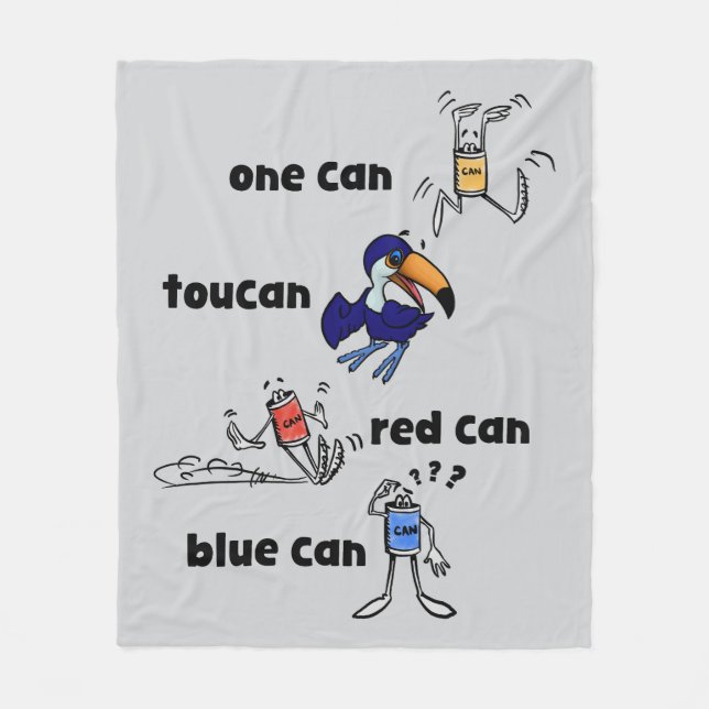 One Can Toucan Red Can Blue Can Fleece Blanket (Framsidan)
