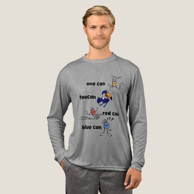 One Can Toucan Red Can Blue Can Men LS Shirt T (Hel framsida)
