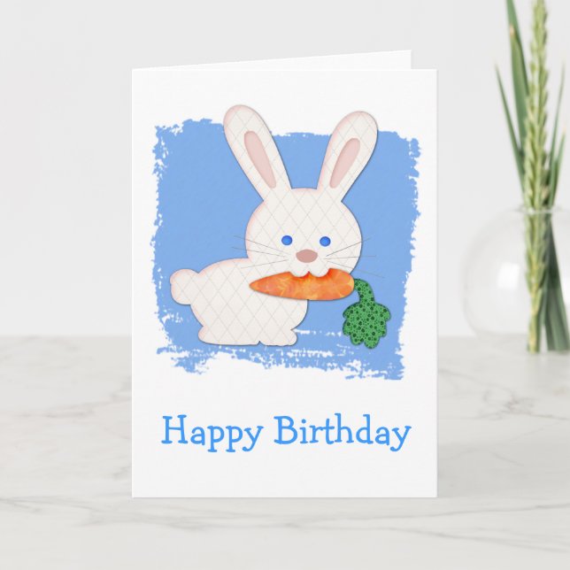 One Carrot Quilted White Rabbit Birthday Kort (Framsida)