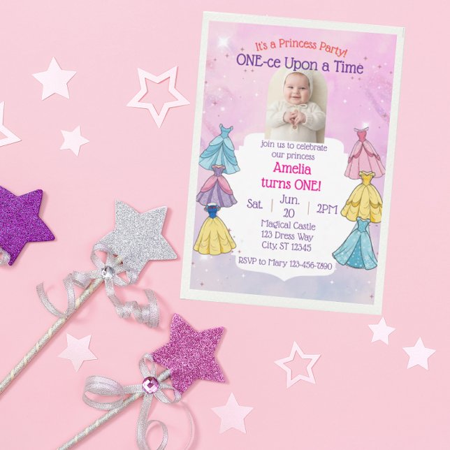 ONE-ce Upon A Time, Princess Dress 1st Birthday Inbjudningar (Skapare uppladdad)
