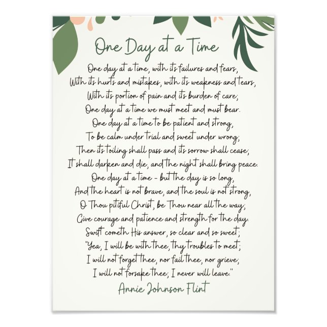 One Day At a Time Annie Johnson Flint Art Fototryck (Framsidan)