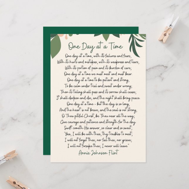 One Day At A Time Annie Johnson Flint Postcard Inbjudningar (Fram/Back In Situ)