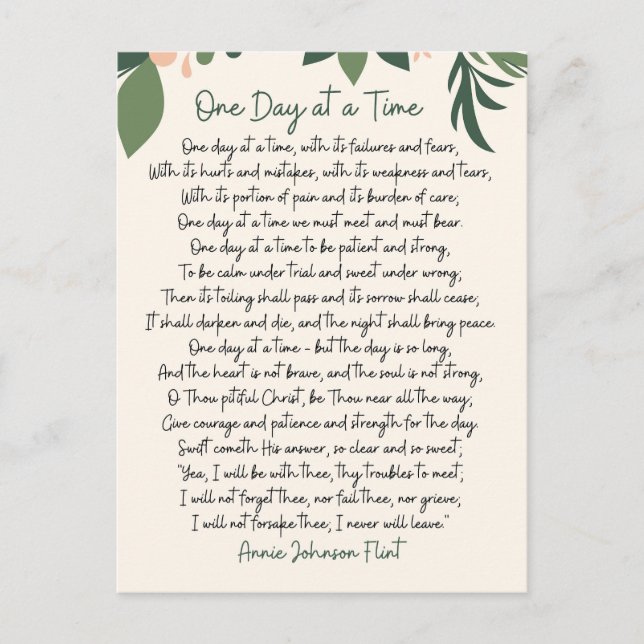 One Day At A Time Annie Johnson Flint Postcard Vykort (Framsida)