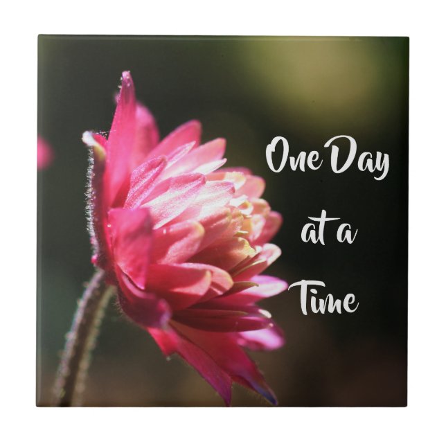 One Day At A Time Quote Flower In Sunlight  Kakelplatta (Framsidan)
