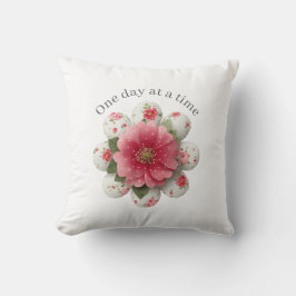 One Day at a Time Throw Pillow Affirmation Kudde