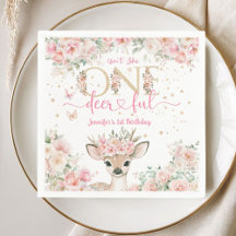 One-Deer-Ful 1-års födelsedagsflicka Rosa Fawn Pap