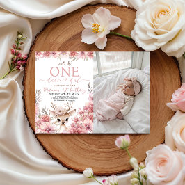 One-deer-ful Photo Birthday Invitation Inbjudningar