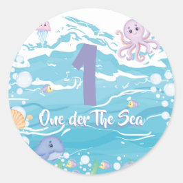 One-der The Sea First Birthday Party Runt Klistermärke