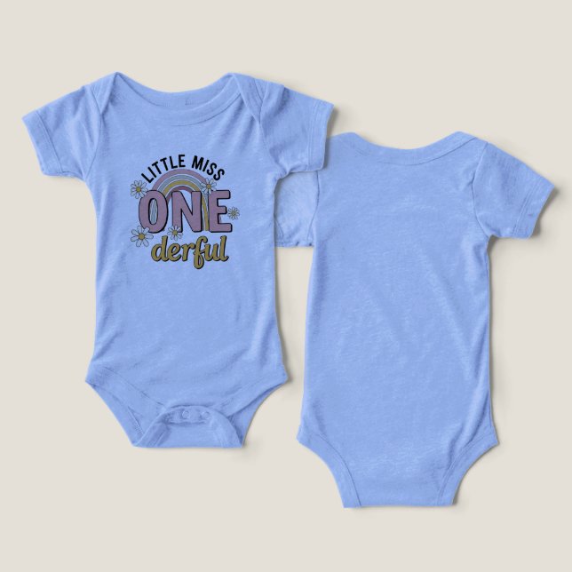 ONE-DERFUL 1st Birthday Tri-Blend Bodysuit T Shirt (Design fram och bak)