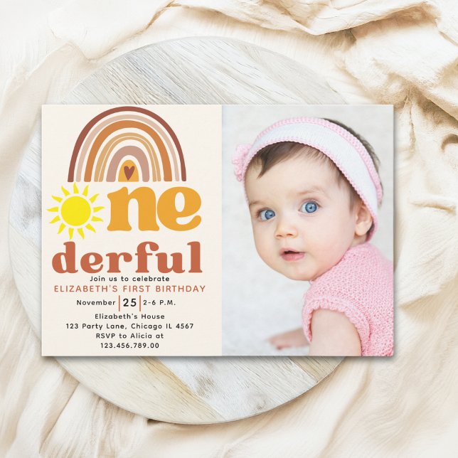 One - Derful Cute First Birthday with Boho Style  Inbjudningar (Skapare uppladdad)