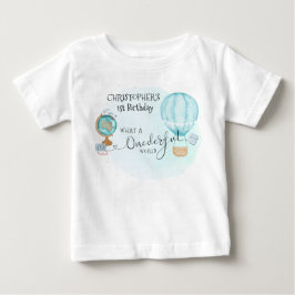 ONE derful Världen Blå Varmluftsballong 1-årsdag T Shirt
