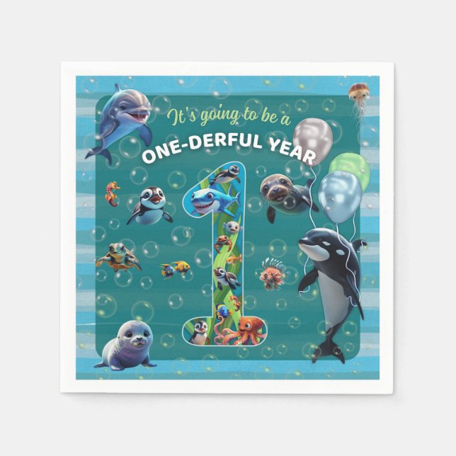One-derful Year Paper Napkins Pappersservett (Framsidan)