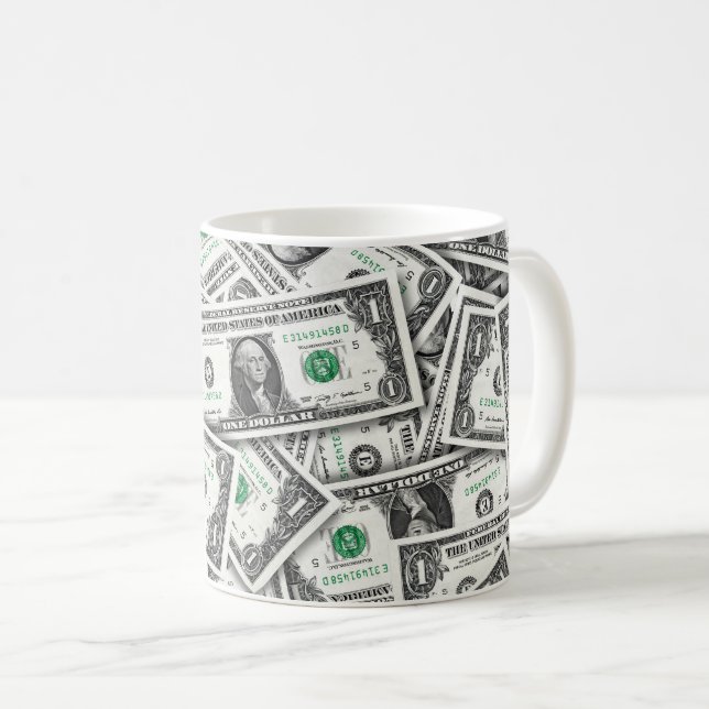 One Dollar Bill Pattern Kaffemugg (Framsida höger)