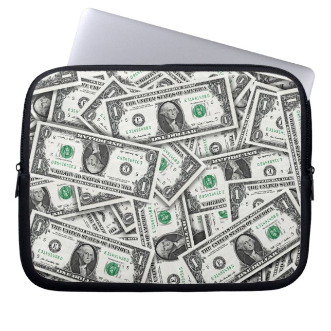 One Dollar Bill Pattern Laptop Fodral (Framsidan)