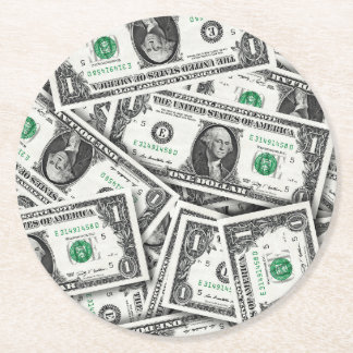 One Dollar Bill Pattern Underlägg Papper Rund
