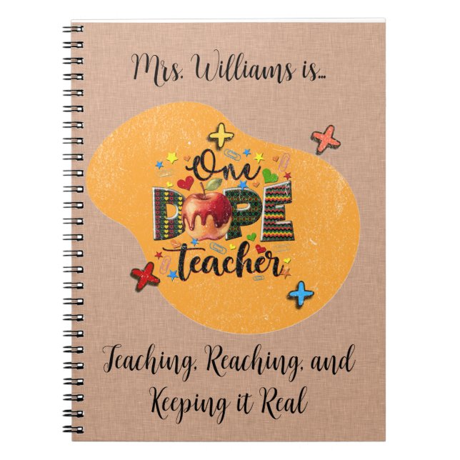 One Dope Teacher Custom Journal Anteckningsbok (Framsidan)