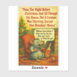 One Drunken' Mouse – Christmas Card Chaos Klistermärken
