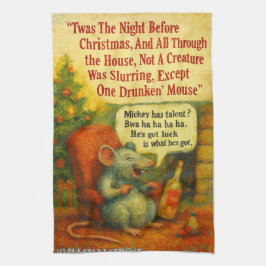 One Drunken' Mouse – Christmas Card Chaos Kökshandduk