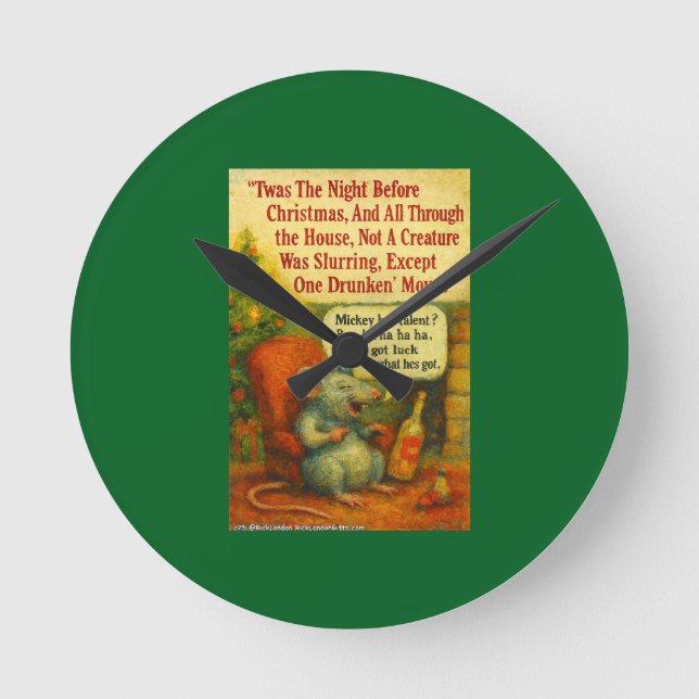 One Drunken' Mouse – Christmas Card Chaos Rund Klocka (Framsida)