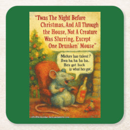 One Drunken' Mouse – Christmas Card Chaos Underlägg Papper Kvadrat