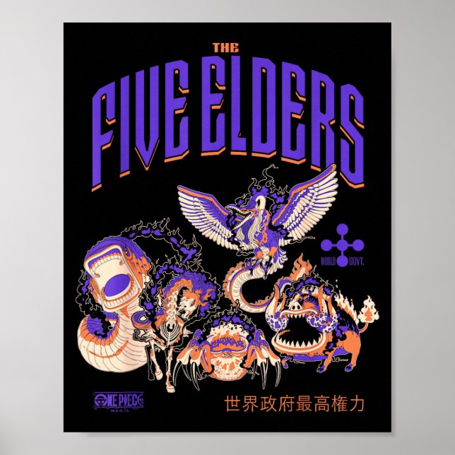 One Ece Anime The Five Elders Form Celestial Drago Poster (Framsidan)