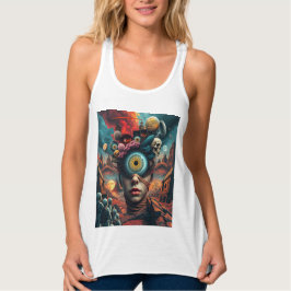 One-Eyed Dreamer: Surrealist Art T-Shirt Linne Med Racerback