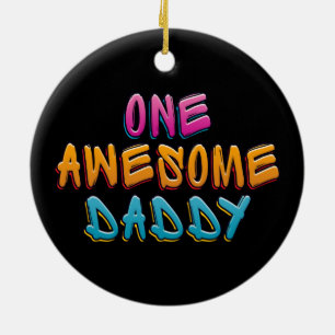 One Fantastisk pappa Graffiti Typography Ornamen Julgransprydnad Keramik