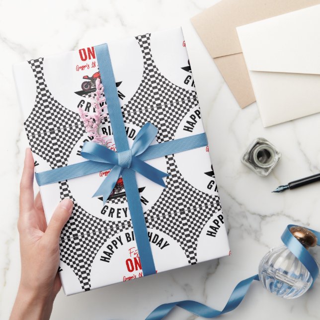One Fast Race Motorcycle Boy 1st Birthday Party Presentpapper (Gifting)