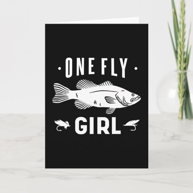 One Fly Girl Funny Womens Fishing Gift Kort (Framsida)