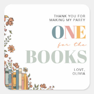 One For The Books Birthday Thank You Favor Tag Fyrkantigt Klistermärke