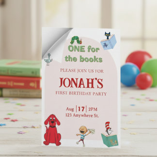 One for the books, First birthday invitation Inbjudningar