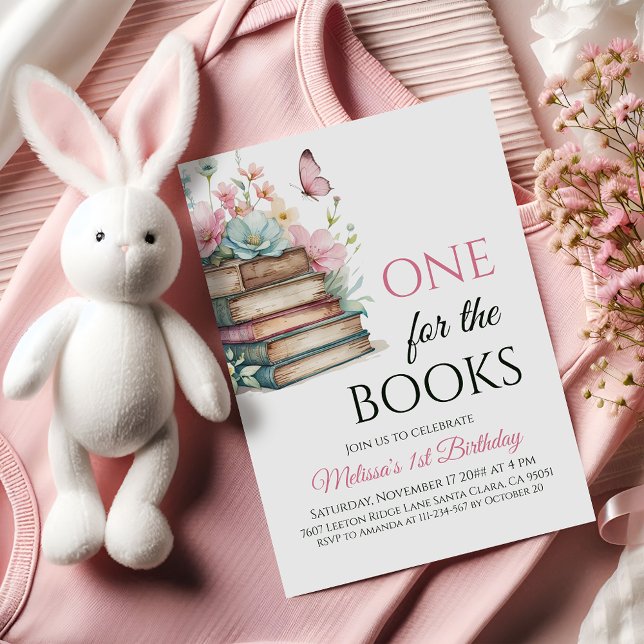 One For The Books Pink Fairytale First Birthday Inbjudningar (Skapare uppladdad)