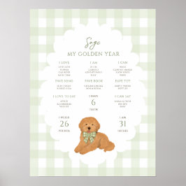 One Golden Year Puppy Dog 1st Birthday Milestone Poster