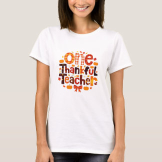 One Grateful Teacher Autumn Thanksgiving Pumpkin C T Shirt