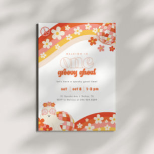One Groovy Ghoul Retro Spooky Girls 1:a födelsed Inbjudningar