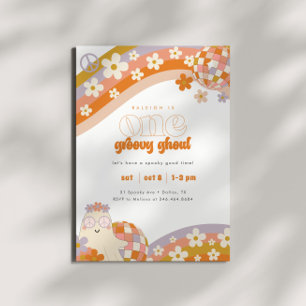 One Groovy Ghoul Retro Spooky Girls 1:a födelsed Inbjudningar